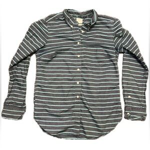 Gap Shrunken Boyfriend Shirt - Denim Blue with Teal Stripes - Size XS